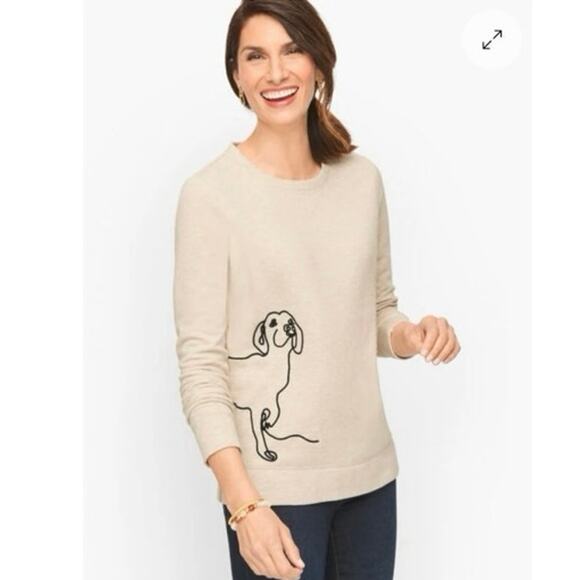Talbots Sweaters - Talbots Embroidered Dog Dachshund Crewneck Sweatshirt Plus Size 1x Soft Fleece